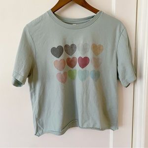Cropped Blue Heart Graphic Tee